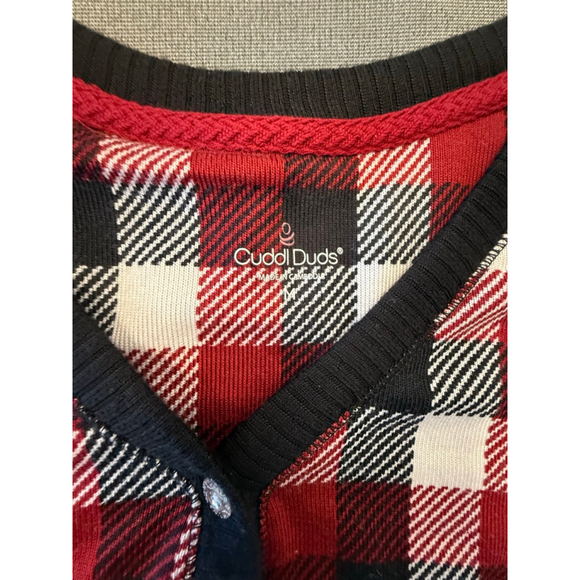 CUDDL DUDS Women's Size M Pajama 2-pc Buffalo Check Henley Long Sleeve Soft Warm - Picture 10 of 10